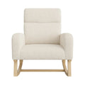 Fauteuil Rocking Chair Moderne en Tissu Écru avec Base en Bois