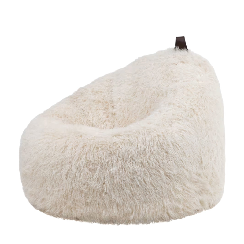 Pouf en Peluche Écru
