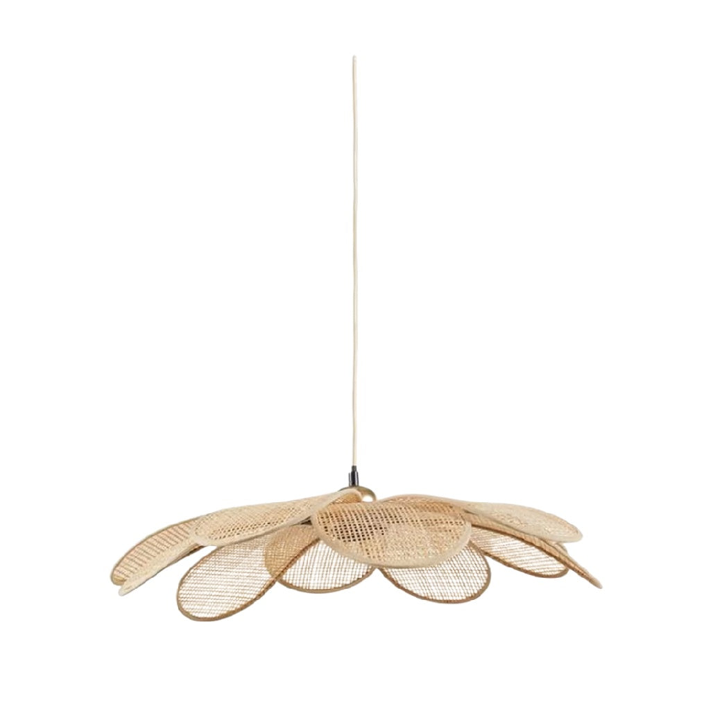 Suspension en osier en forme de fleur - Couleur : beige naturel